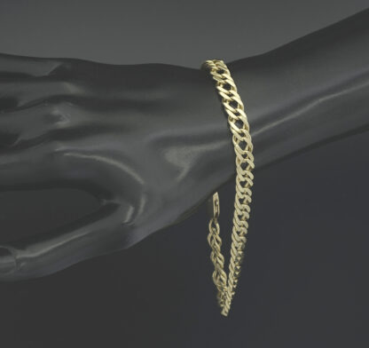 9ct Yellow Gold Double Curb Bracelet 10'' 7.5mm - Image 3
