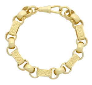 9ct Yellow Gold Gypsy Link Bracelet 10&#8243; 13mm