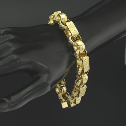 9ct Yellow Gold Gypsy Link Bracelet 10" 13mm - Image 3