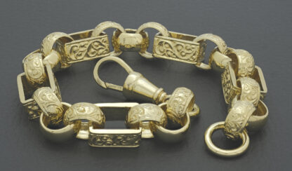 9ct Yellow Gold Gypsy Link Bracelet 10" 13mm - Image 4