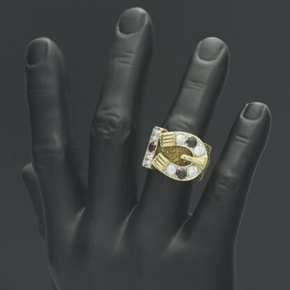 9ct Yellow Gold Gemstone Horseshoe Ring - Image 4