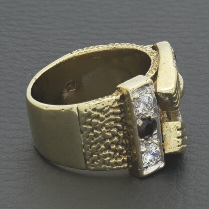 9ct Yellow Gold Gemstone Horseshoe Ring - Image 2