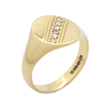 9ct Yellow Gold 0.09ct Diamond Signet Ring
