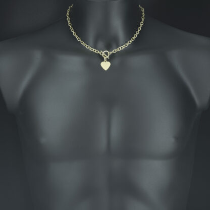 9ct Yellow Gold Belcher Chain With T-Bar & Heart Pendant - Image 5
