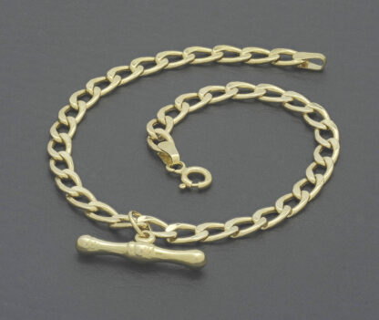 9ct Yellow Gold Curb Bracelet With T-Bar 7" 4mm - Image 4