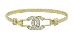 9ct Yellow Gold Gemstone Loop Bangle