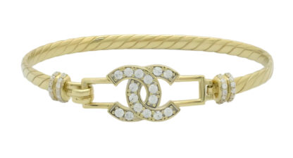 9ct Yellow Gold Gemstone Loop Bangle