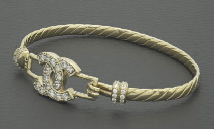 9ct Yellow Gold Gemstone Loop Bangle - Image 2