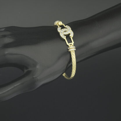 9ct Yellow Gold Gemstone Loop Bangle - Image 4