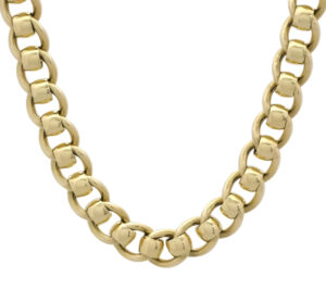 9ct Yellow Gold Roller Ball Chain 23.5&#8221; 12mm