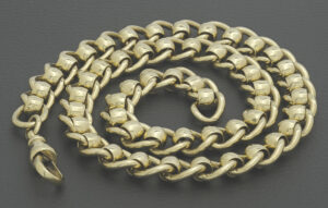 9ct Yellow Gold Roller Ball Chain 23.5&#8221; 12mm