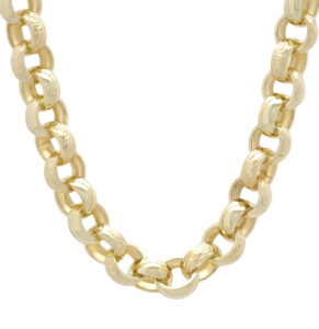 9ct Yellow Gold Patterned Belcher Chain 22&#8243; 12mm