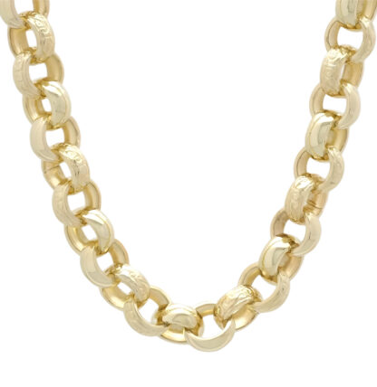 9ct Yellow Gold Patterned Belcher Chain 22" 12mm