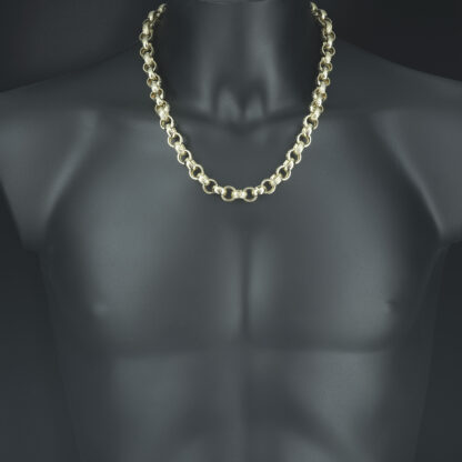 9ct Yellow Gold Patterned Belcher Chain 22" 12mm - Image 4