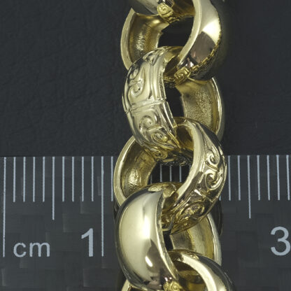 9ct Yellow Gold Patterned Belcher Chain 22" 12mm - Image 2