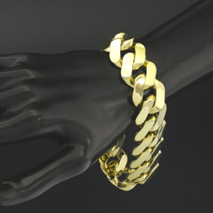 9ct Yellow Gold Curb Bracelet 9.5'' 22.5mm - Image 3