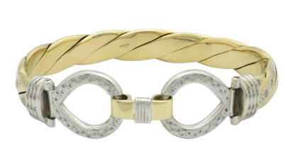 9ct Yellow Gold Gemstone 2.50ct diamond Loop Bangle