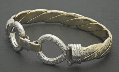 9ct Yellow Gold Gemstone 2.50ct diamond Loop Bangle - Image 2