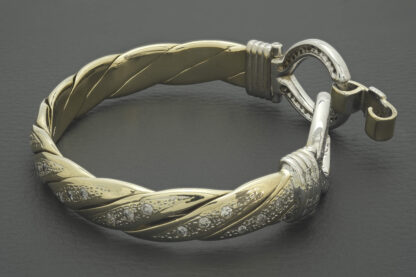 9ct Yellow Gold Gemstone 2.50ct diamond Loop Bangle - Image 3