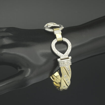 9ct Yellow Gold Gemstone 2.50ct diamond Loop Bangle - Image 4