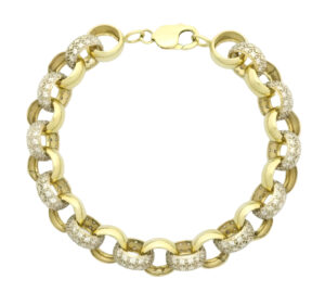 9ct Yellow Gold Gemstone Belcher Bracelet 9&#8243; 12.5mm
