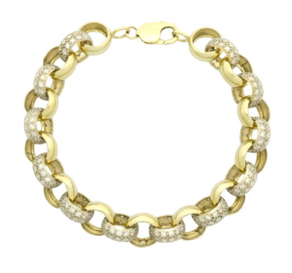 9ct Yellow Gold Gemstone Belcher Bracelet 9" 12.5mm