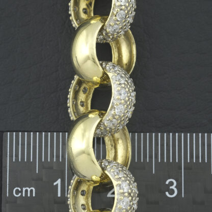 9ct Yellow Gold Gemstone Belcher Bracelet 9" 12.5mm - Image 2