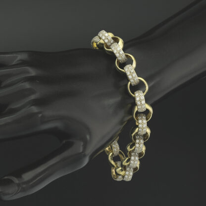 9ct Yellow Gold Gemstone Belcher Bracelet 9" 12.5mm - Image 3
