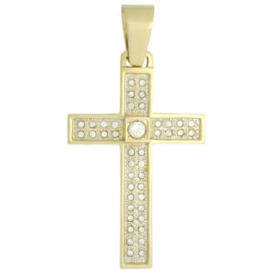 9ct Yellow Gold Gemstone Cross Pendant