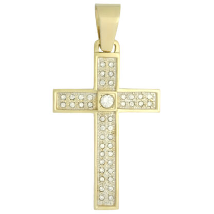 9ct Yellow Gold Gemstone Cross Pendant