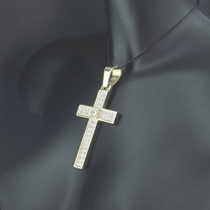 9ct Yellow Gold Gemstone Cross Pendant - Image 2