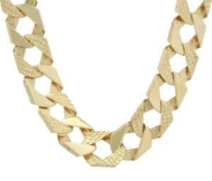 9ct Yellow Gold Patterned Curb Chain 22&#8243; 16mm