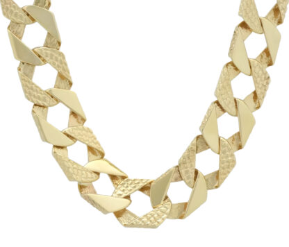 9ct Yellow Gold Patterned Curb Chain 22" 16mm
