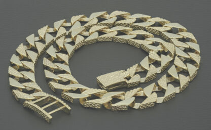 9ct Yellow Gold Patterned Curb Chain 22" 16mm - Image 5