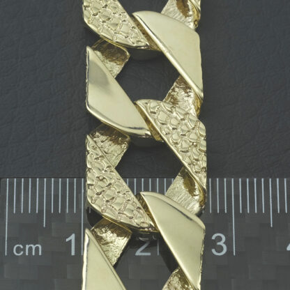 9ct Yellow Gold Patterned Curb Chain 22" 16mm - Image 2