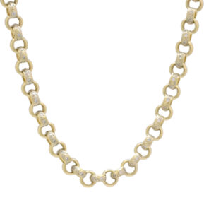9ct Yellow Gold Gemstone Belcher Chain 25.5&#8243; 7mm