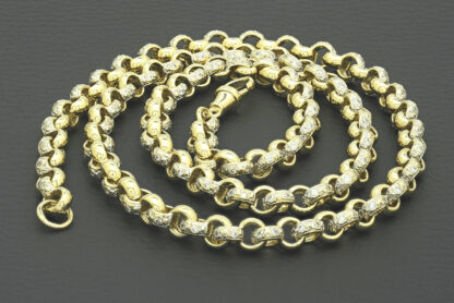 9ct Yellow Gold Gemstone Belcher Chain 25.5" 7mm - Image 5