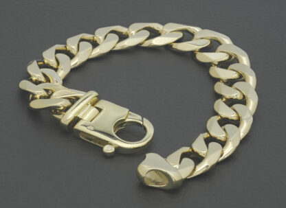 9ct Yellow Gold Curb Bracelet 9" 14mm - Image 2