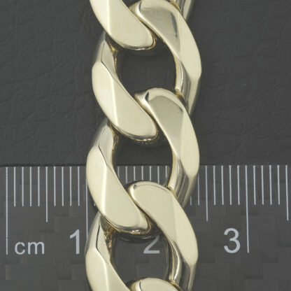 9ct Yellow Gold Curb Bracelet 9" 14mm - Image 4