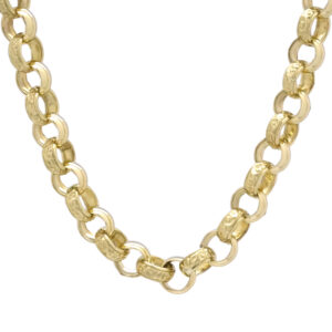 9ct Yellow Gold Patterned Belcher Chain 27&#8243; 9mm