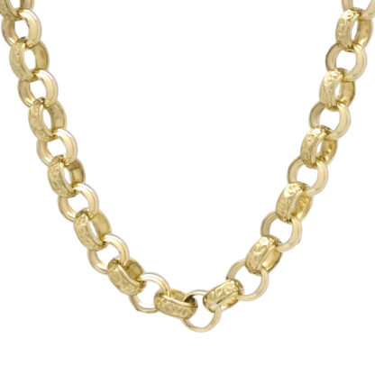 9ct Yellow Gold Patterned Belcher Chain 27" 9mm