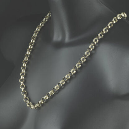 9ct Yellow Gold Patterned Belcher Chain 27" 9mm - Image 4