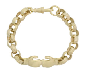 9ct Yellow Gold Boxing Glove Belcher Bracelet 6.5&#8243; 8mm