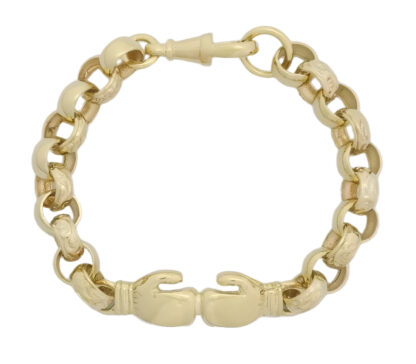 9ct Yellow Gold Boxing Glove Belcher Bracelet 6.5" 8mm