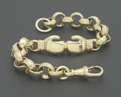 9ct Yellow Gold Boxing Glove Belcher Bracelet 6.5" 8mm - Image 2