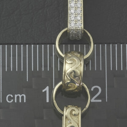 9ct Yellow Gold Gemstone Gypsy Link Bracelet 8.5" 7.5mm - Image 4
