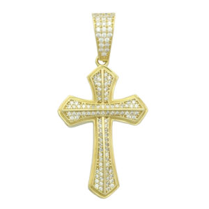 18ct Yellow Gold Gemstone Cross Pendant
