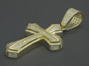 18ct Yellow Gold Gemstone Cross Pendant