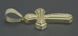 18ct Yellow Gold Gemstone Cross Pendant