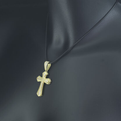 18ct Yellow Gold Gemstone Cross Pendant - Image 2